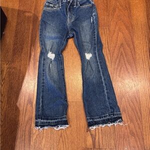 Old Navy Women's Blue Distressed Flare Jeans